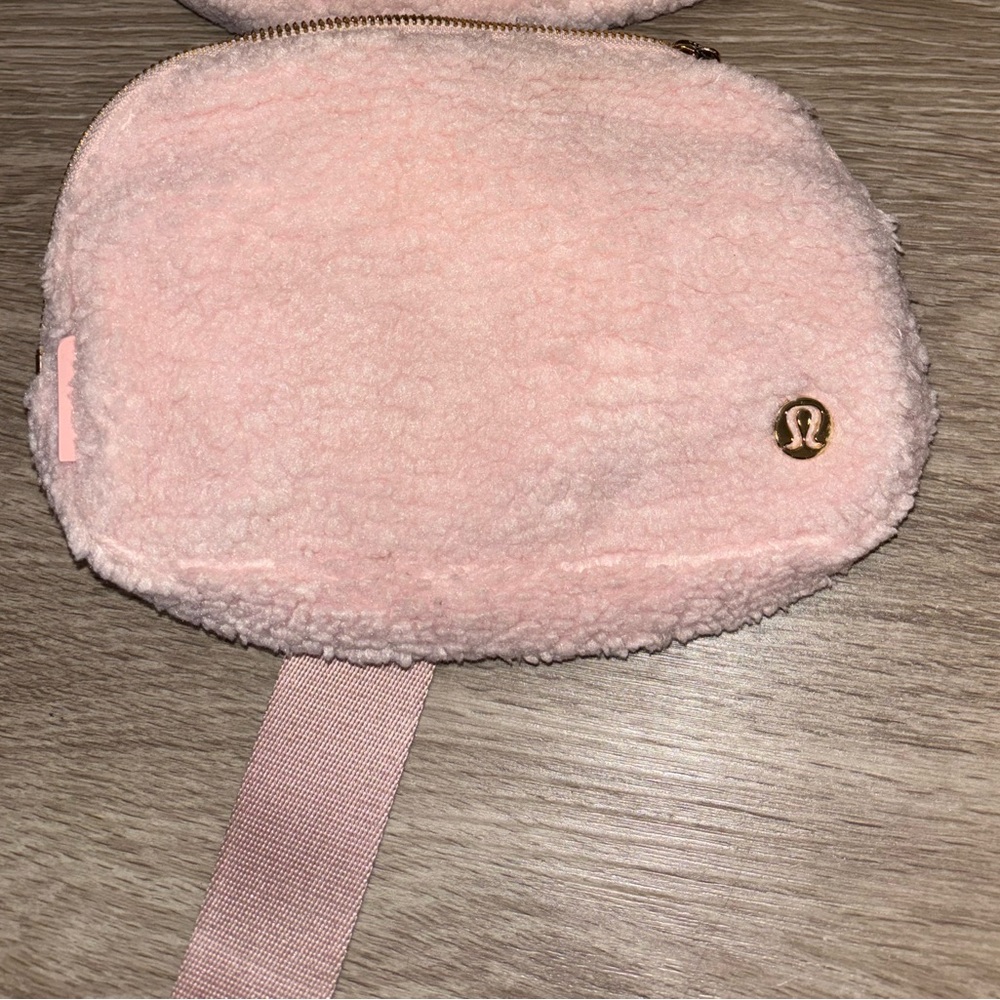 Lululemon Athletica Pink Sherpa strawberry milkshake fanny waist bag